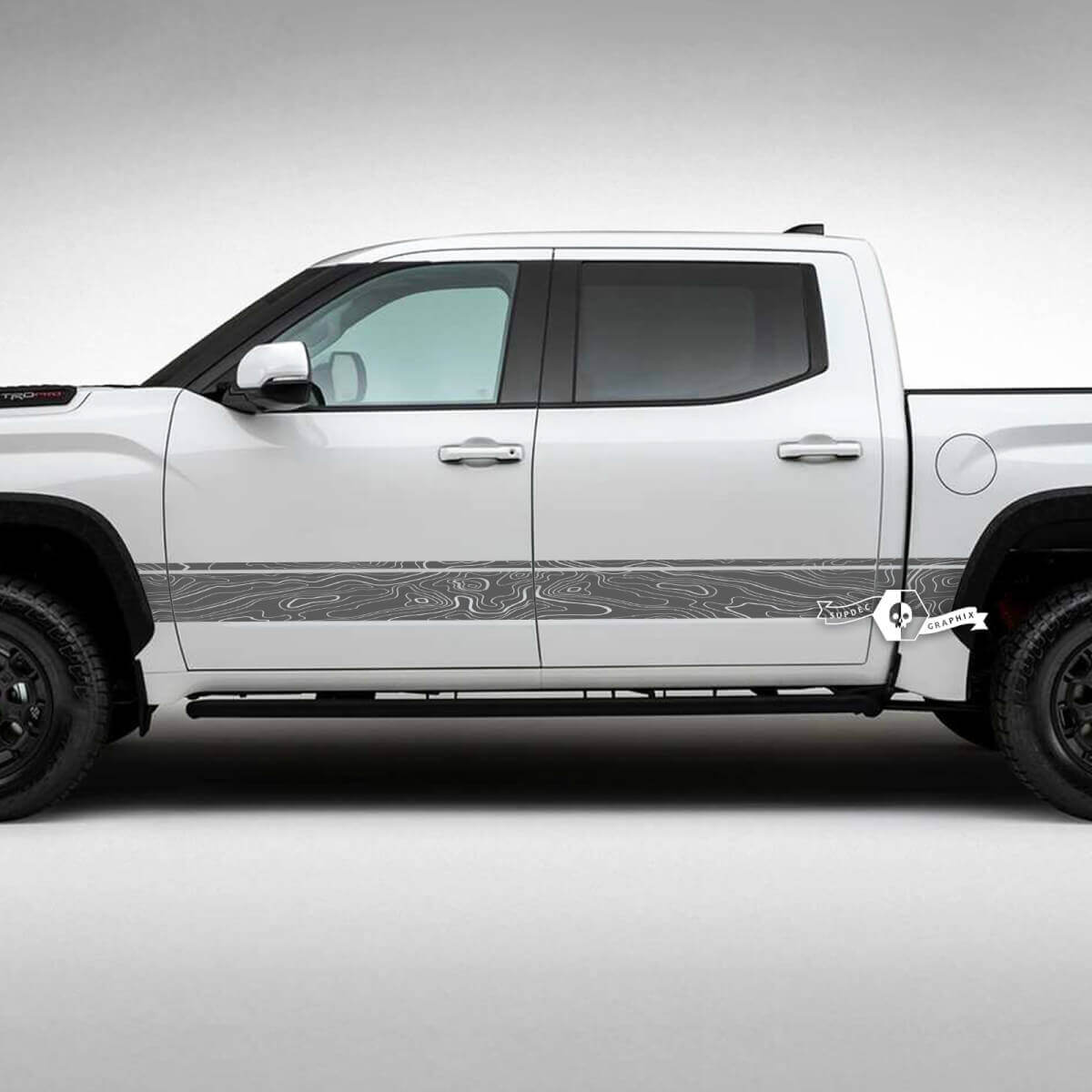 Kit de Vinilo con Rayas Laterales de Mapa Topográfico para Toyota Tundra