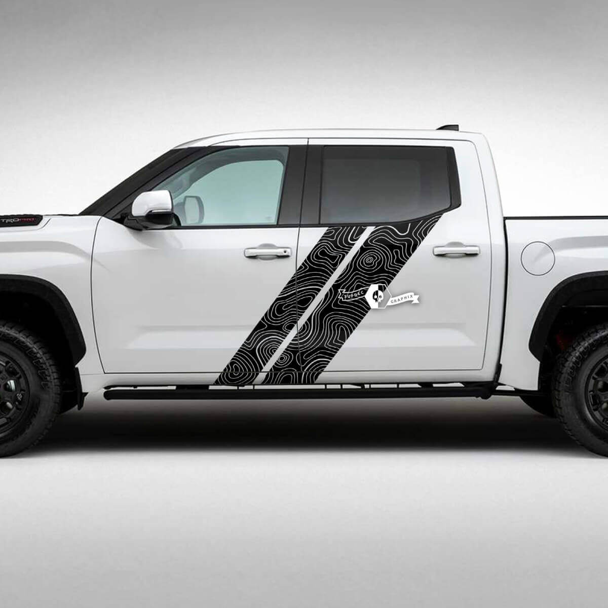 Kit de Calcomanías de Vinilo con Rayas Dobles Laterales Mapa Topográfico para Toyota Tundra
