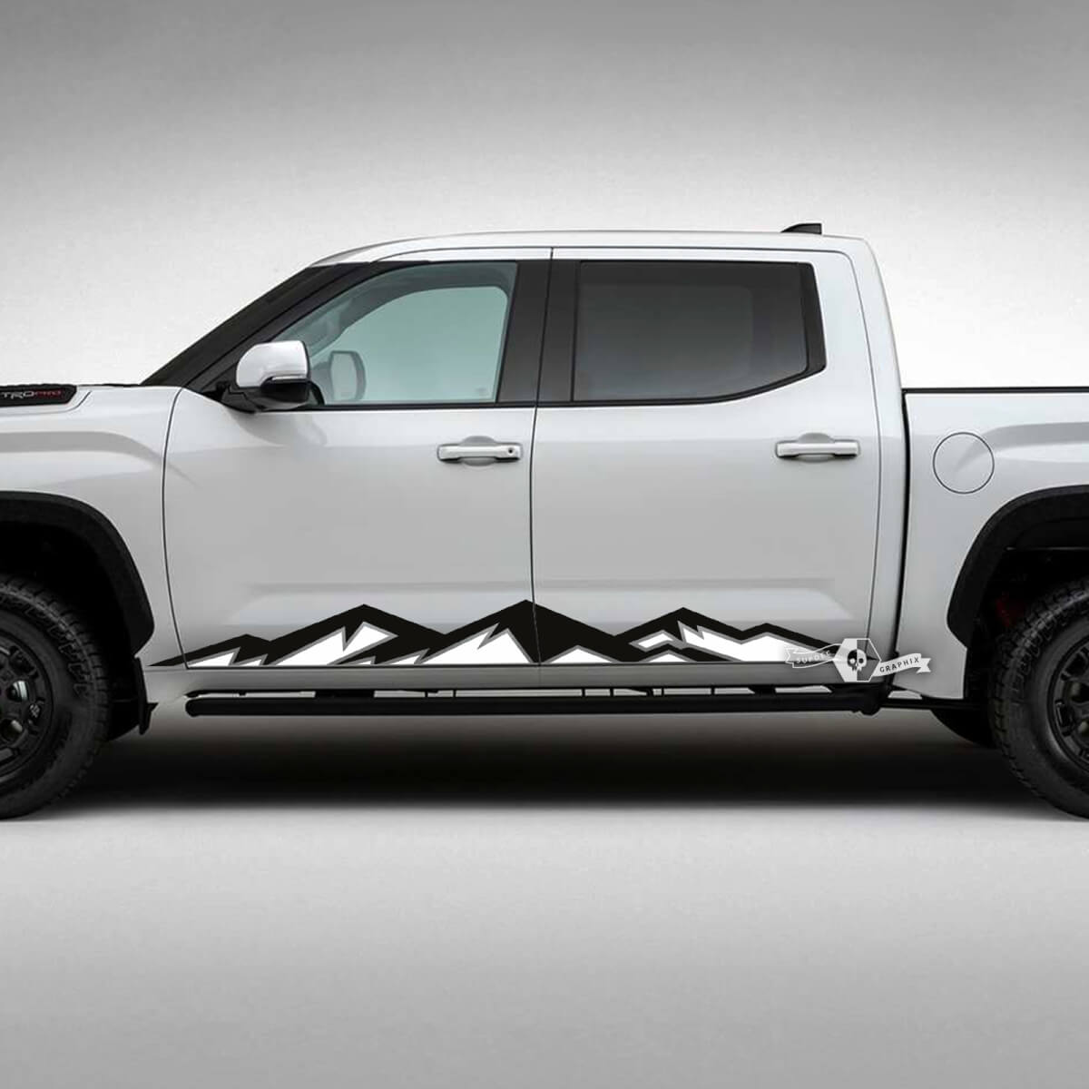 Par Toyota Tundra Rocker Panel Montañas Rayas laterales Vinilo Pegatinas Calcomanía 2 colores
