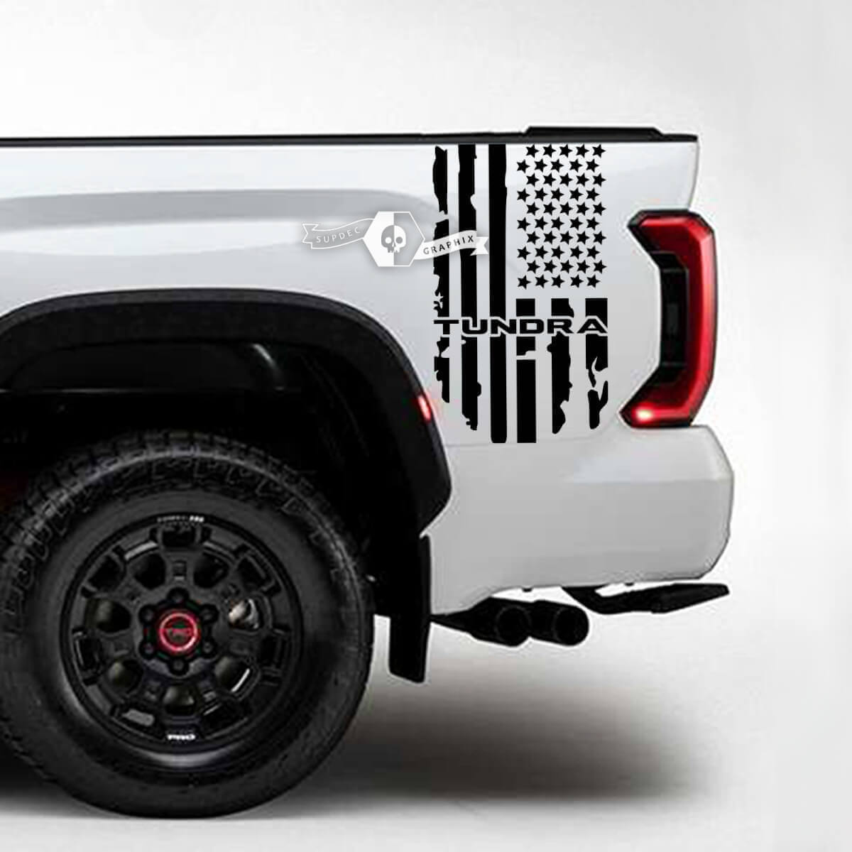 Juego de vinilos para el lateral de la cama con bandera de EE. UU. envejecida para Toyota Tundra