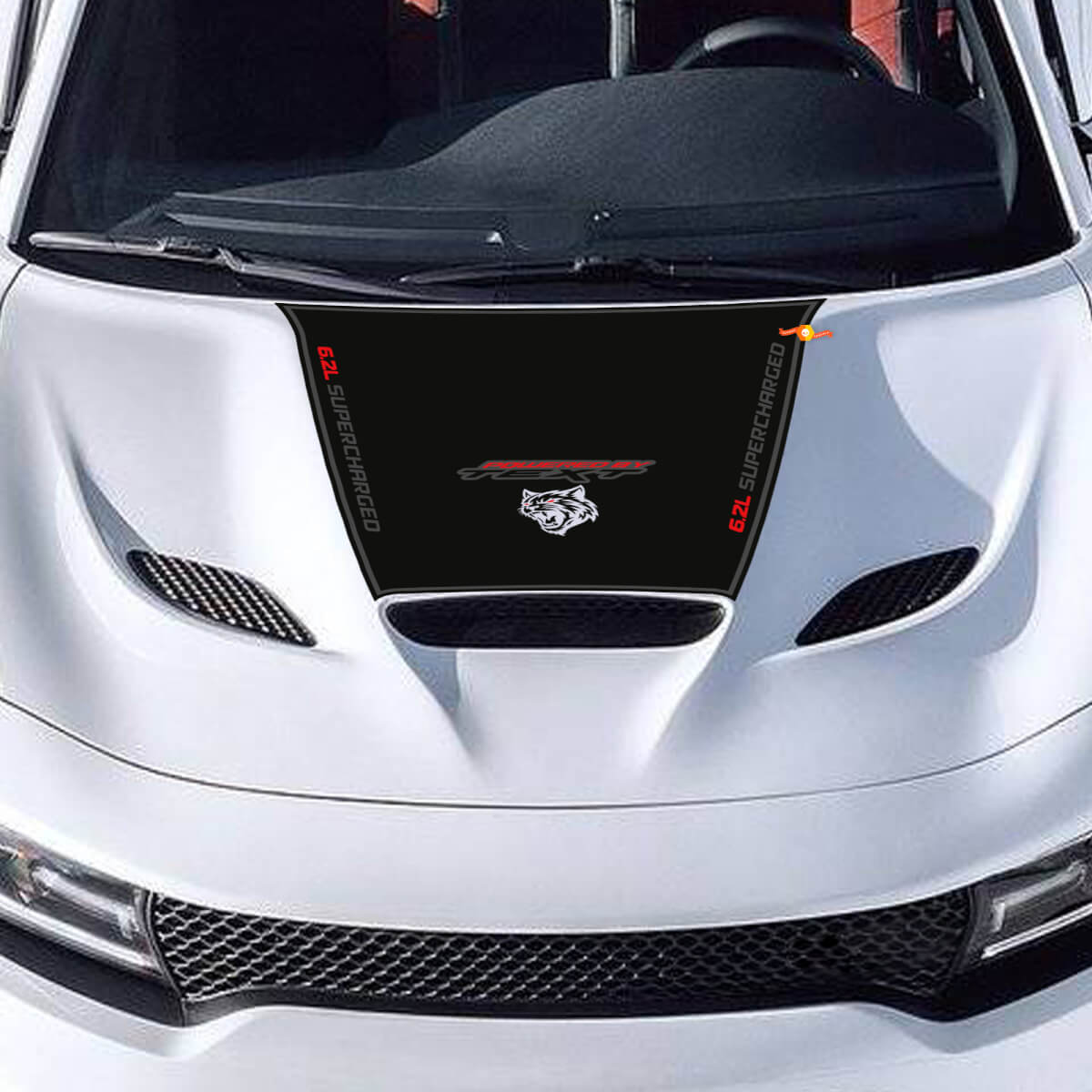 Calcomanía de capó para cargador 6.2L SUPERCHARGED 6.2L HEMI SRT HELLCAT HEMI Etiqueta de vinilo en 3 colores
