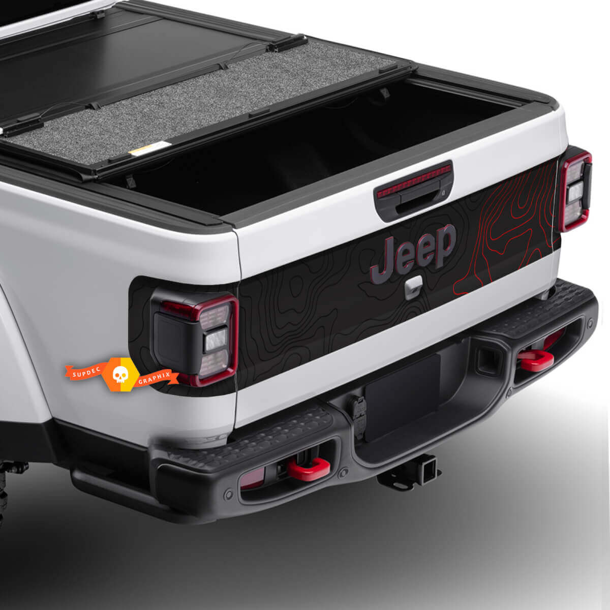 Jeep Gladiator puerta maletero puerta trasera mapa topográfico pegatinas calcomanías gráficos de vinilo 3 colores

