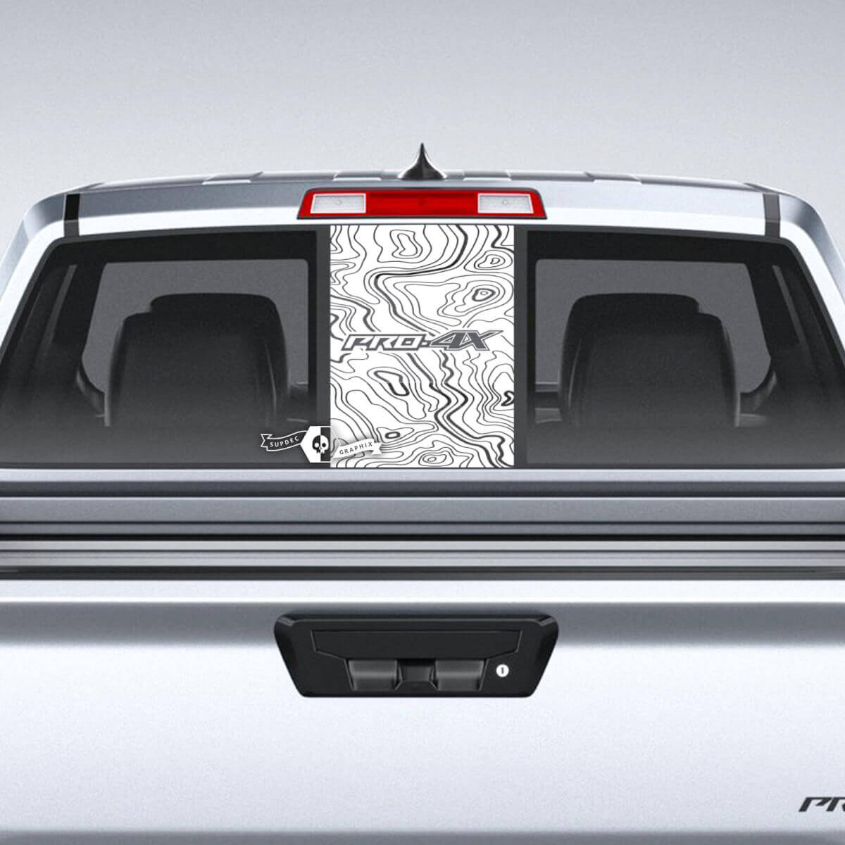 Adhesivo de vinilo para ventana trasera estilo topográfico Pro-4X para Nissan Frontier