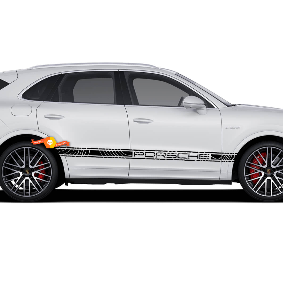 Porsche Cayenne S GTS Turbo Rayas laterales Puertas Mapa topográfico Panel basculante Calcomanías Pegatinas
