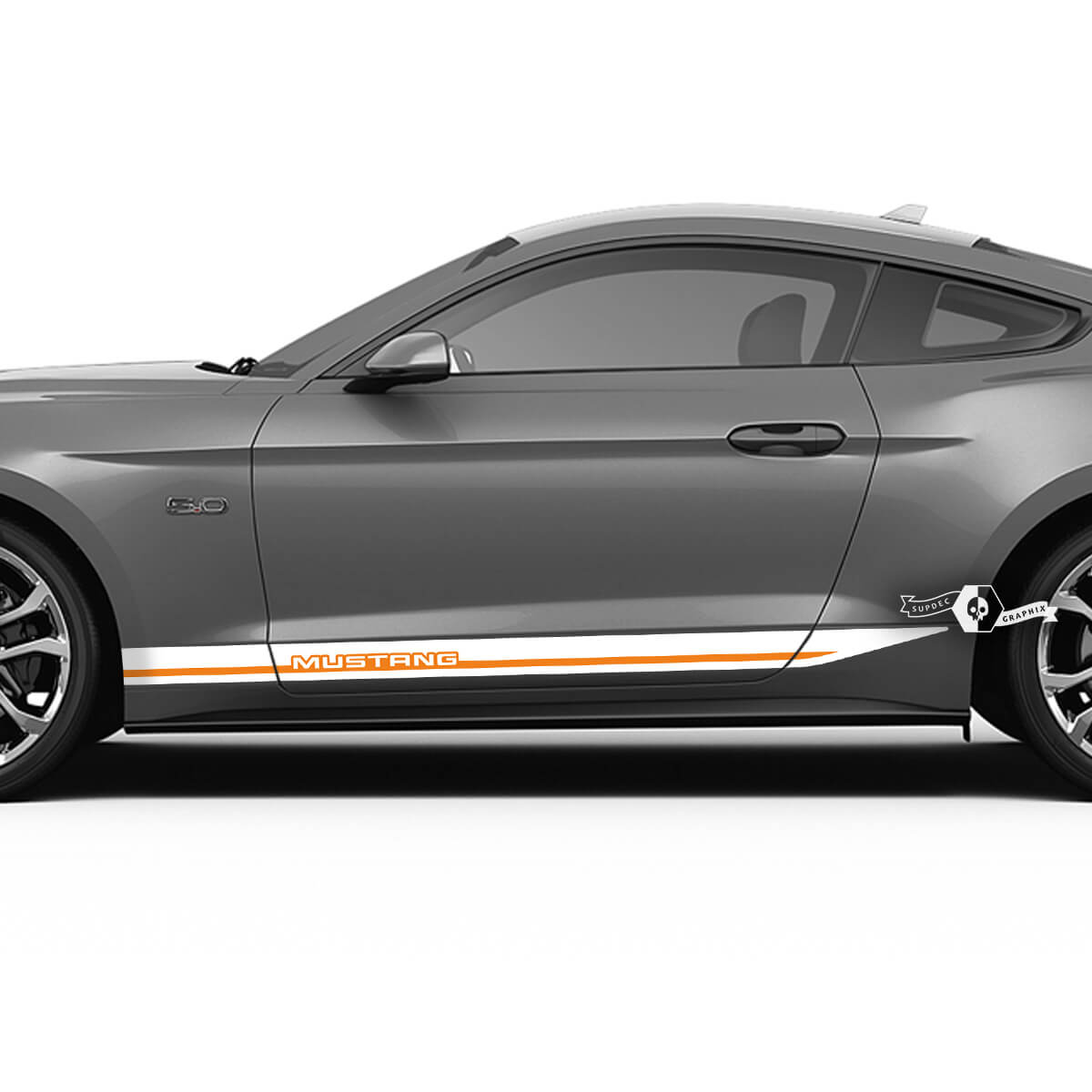 Par Ford Mustang Mach Rocker Panel Calcomanía Vinilo Etiqueta Coche Vehículo Shelby Sport Racing Stripe 2 colores
