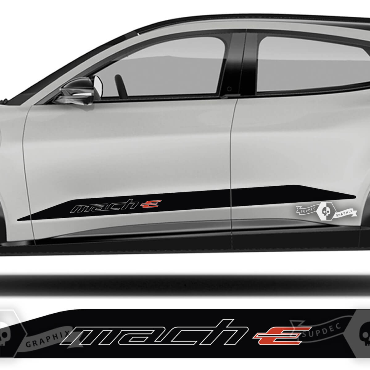 Par Ford Mustang MACH-E MACH E Rocker Panel Stripes Door Decal pegatinas de vinilo 2 colores
