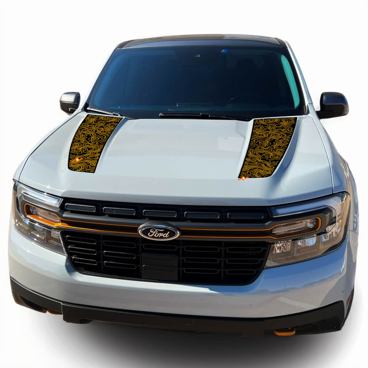 Ford Maverick Tremor Hood Graphics Mapa topográfico Pegatinas de vinilo Calcomanías 2 colores
