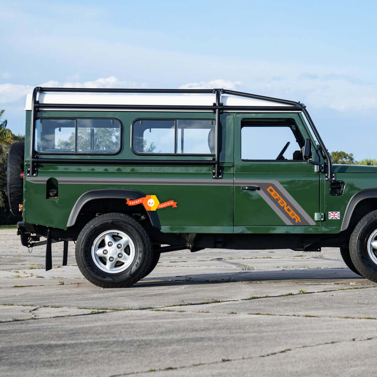 Etiqueta engomada de las puertas laterales de Land Rover Defender 110 de 3 puertas
