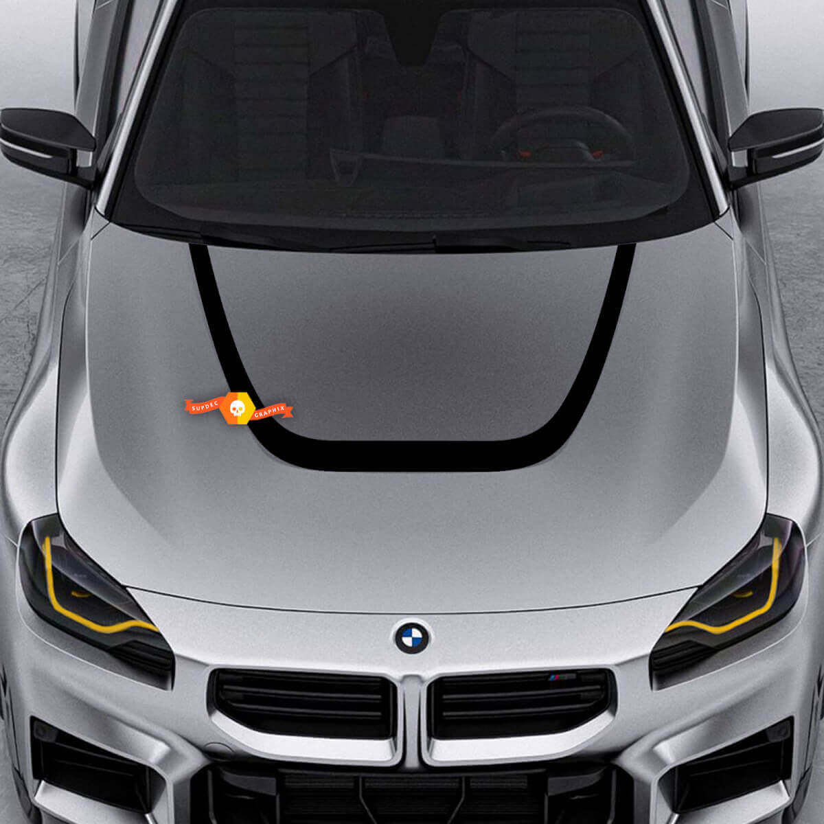 Vinilo adhesivo de capó con franjas curvas estilo U para BMW M2 G87