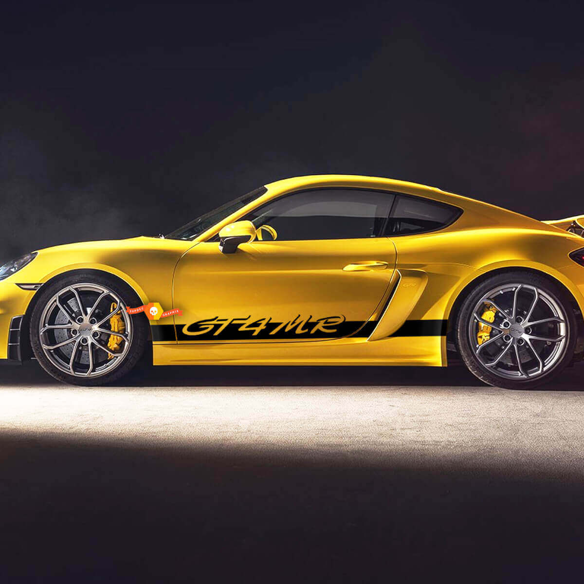 Kit de vinilos con franjas laterales estilo GT4 MR para Porsche 718 Cayman
