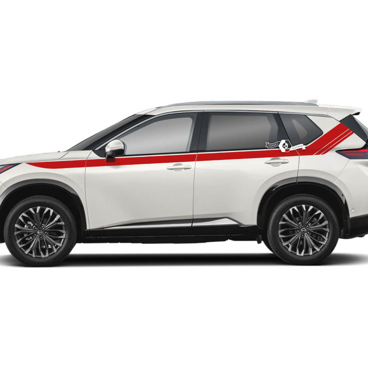 Par de pegatinas de vinilo con rayas dobles para puerta lateral de Nissan Rogue
