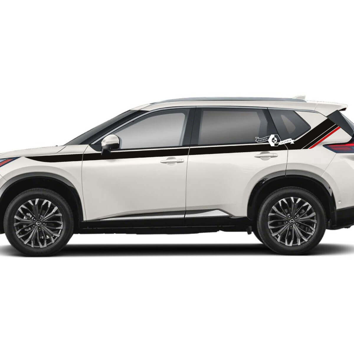 Par Nissan Rogue Side Up Door Dual Stripes Sticker Calcomanía Vinilo Gráfico 2 colores
