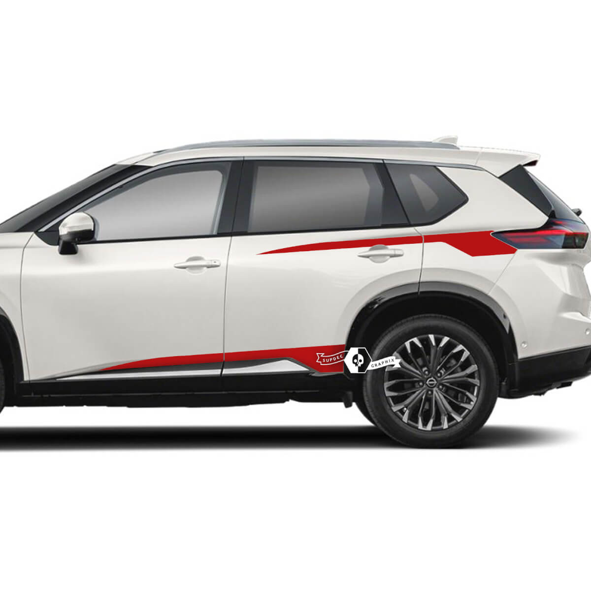 Par Nissan Rogue puertas laterales guardabarros trasero panel basculante rayas pegatina vinilo gráfico

