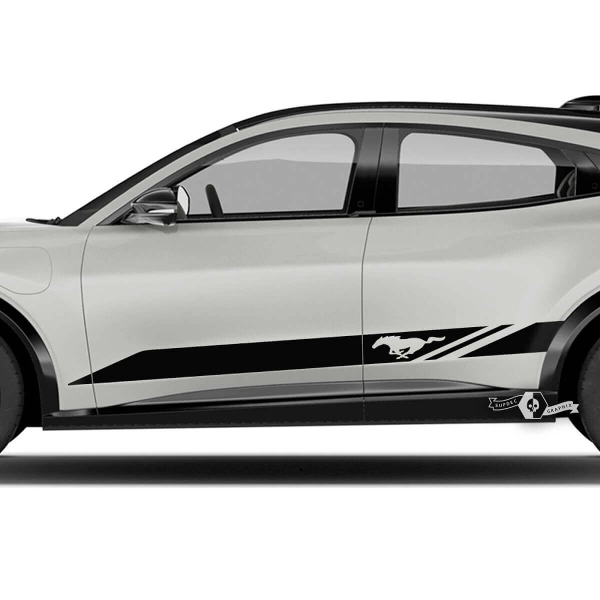 Calcomanía de franjas con logo para paneles laterales de puerta para Ford Mustang Mach-E