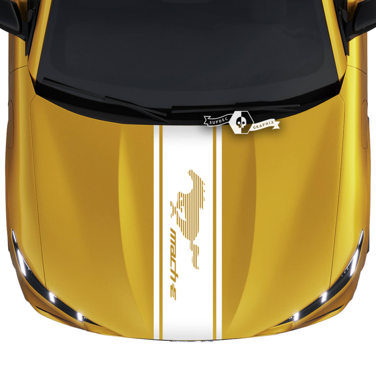 Hood Ford Mustang MACH-E MACH E Stripe Logo Líneas de contorno Calcomanías de vinilo
