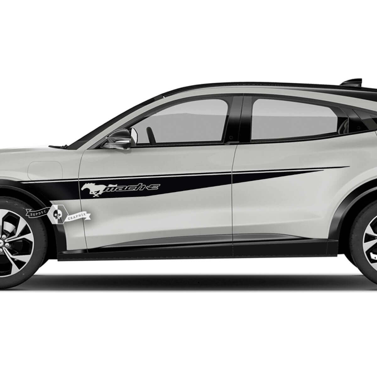 Par Musclecar Musclecarmodel MACH-E MACH E Guardabarros delantero Línea superior Rayas Logotipo de puerta lateral Calcomanías de vinilo
