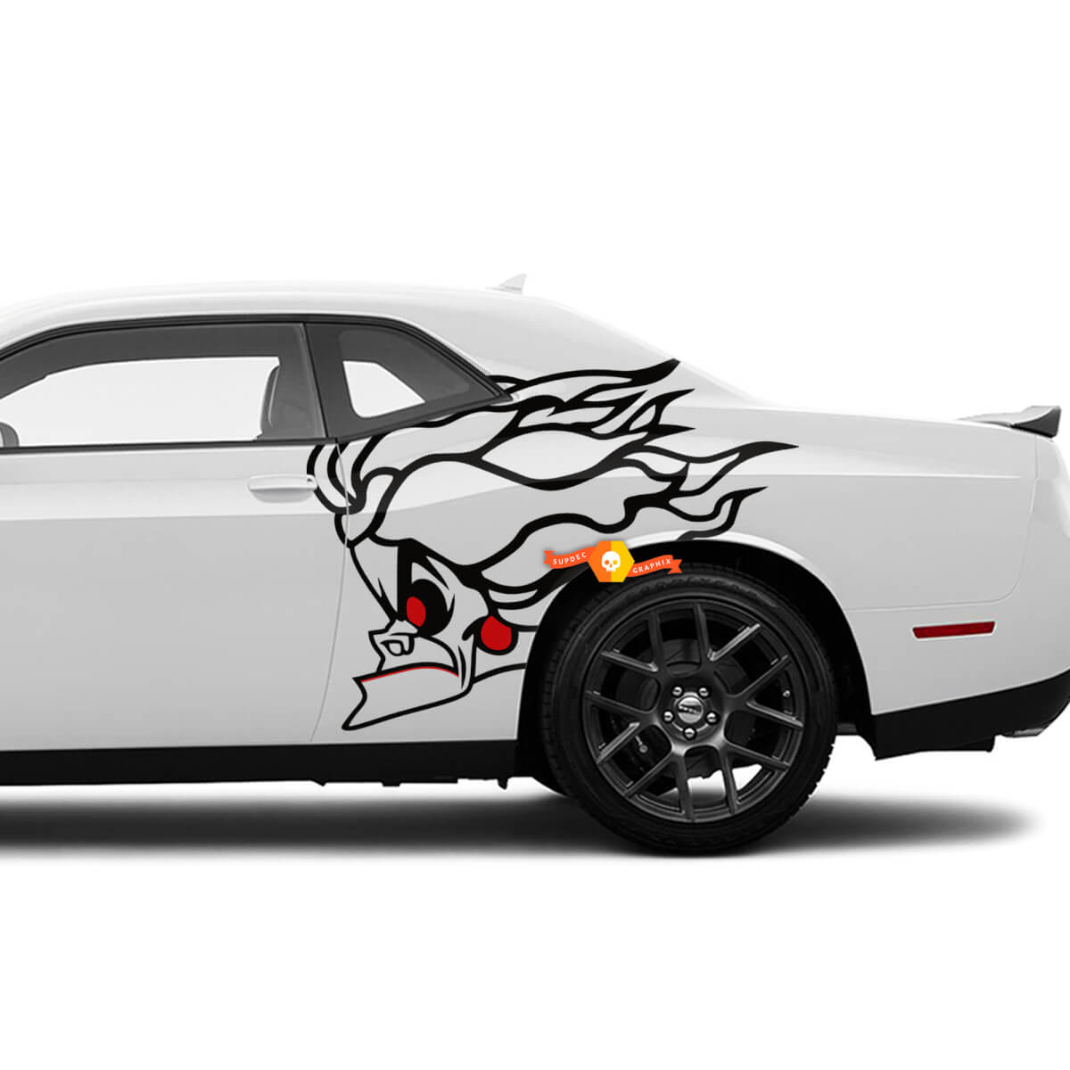 Par Dodge Challenger Cruella de Vil SRT Scat Pack Lado Trasero Guardabarros Pegatinas Calcomanías Gráficos de Vinilo
