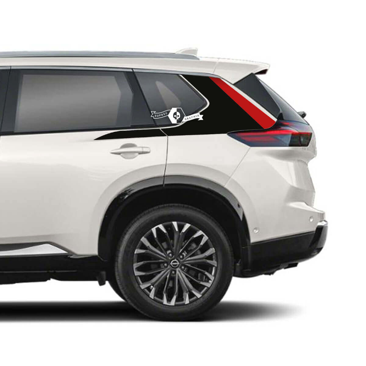 Par Nissan Rogue puerta lateral panel basculante guardabarros trasero rayas pegatina vinilo gráfico 2 colores
