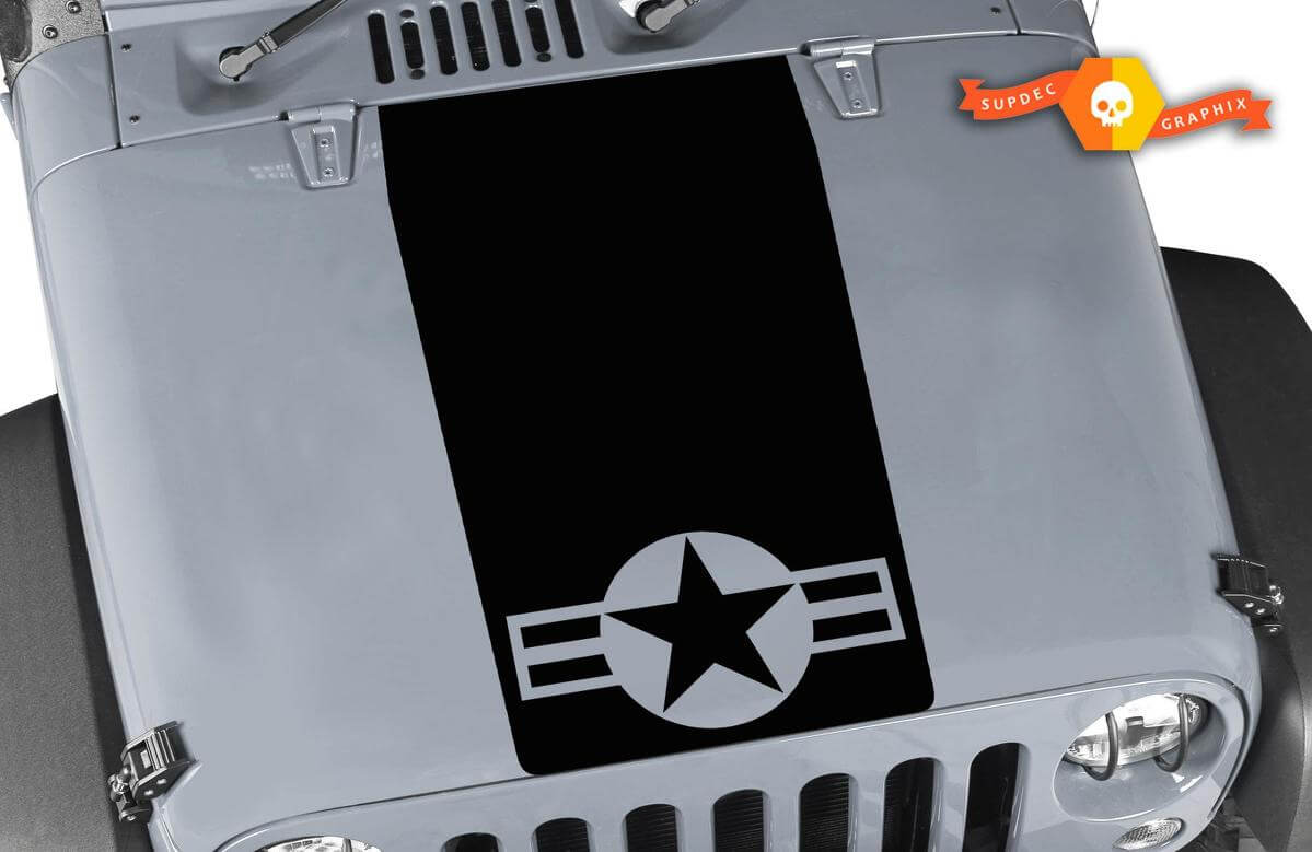 Vinilo adhesivo de capó Blackout con estrella de USAF para Jeep Wrangler TJ LJ JK Unlimited