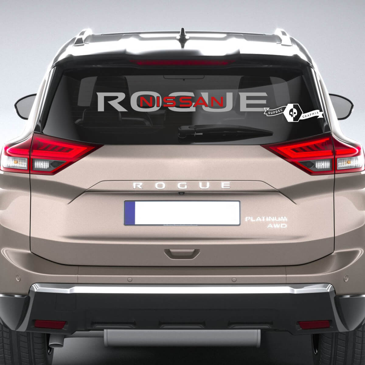 Calcomanía de ventana trasera para Nissan Rogue vinilo adhesivo gráfico 2 colores
