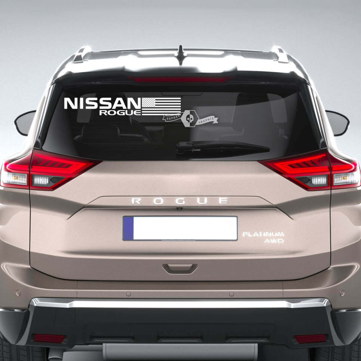 Nissan Rogue EE. UU. Bandera estadounidense ventana trasera vinilo adhesivo gráfico
