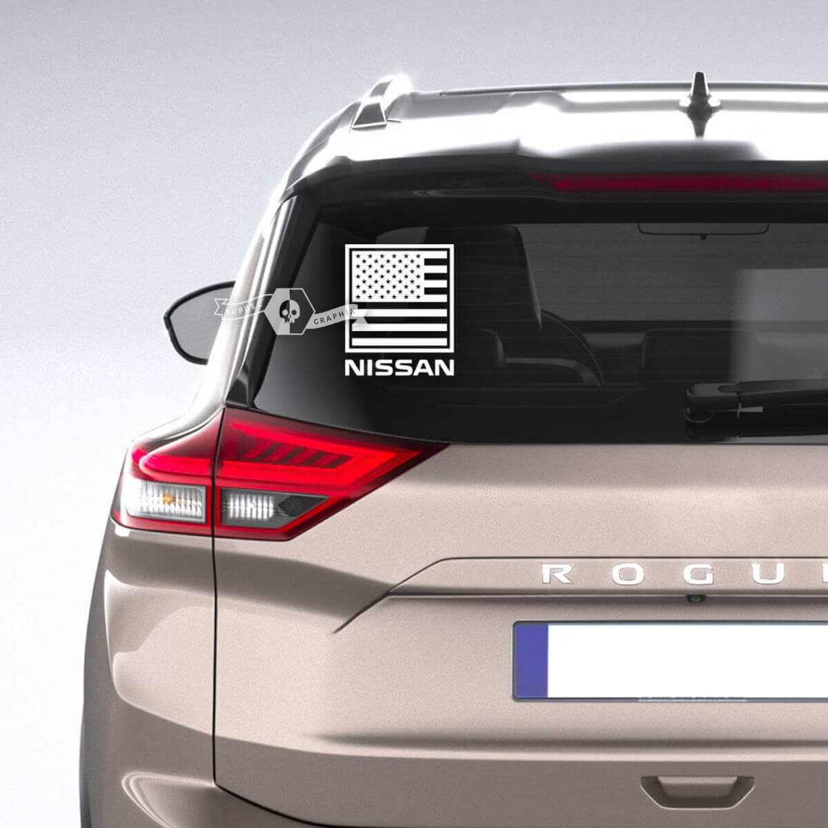 Pegatina de vinilo para la ventana trasera con bandera de EE. UU. para Nissan Rogue