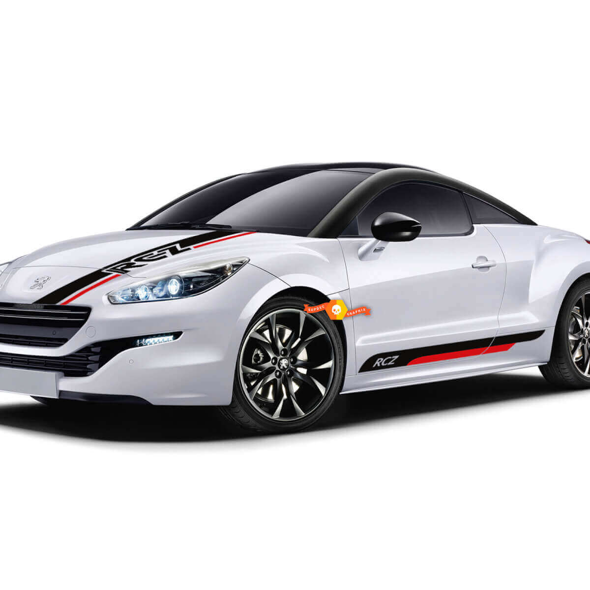 Kit de vinilos adhesivos con diseño de rayas laterales y capó estilo racing para Peugeot RCZ Coupe