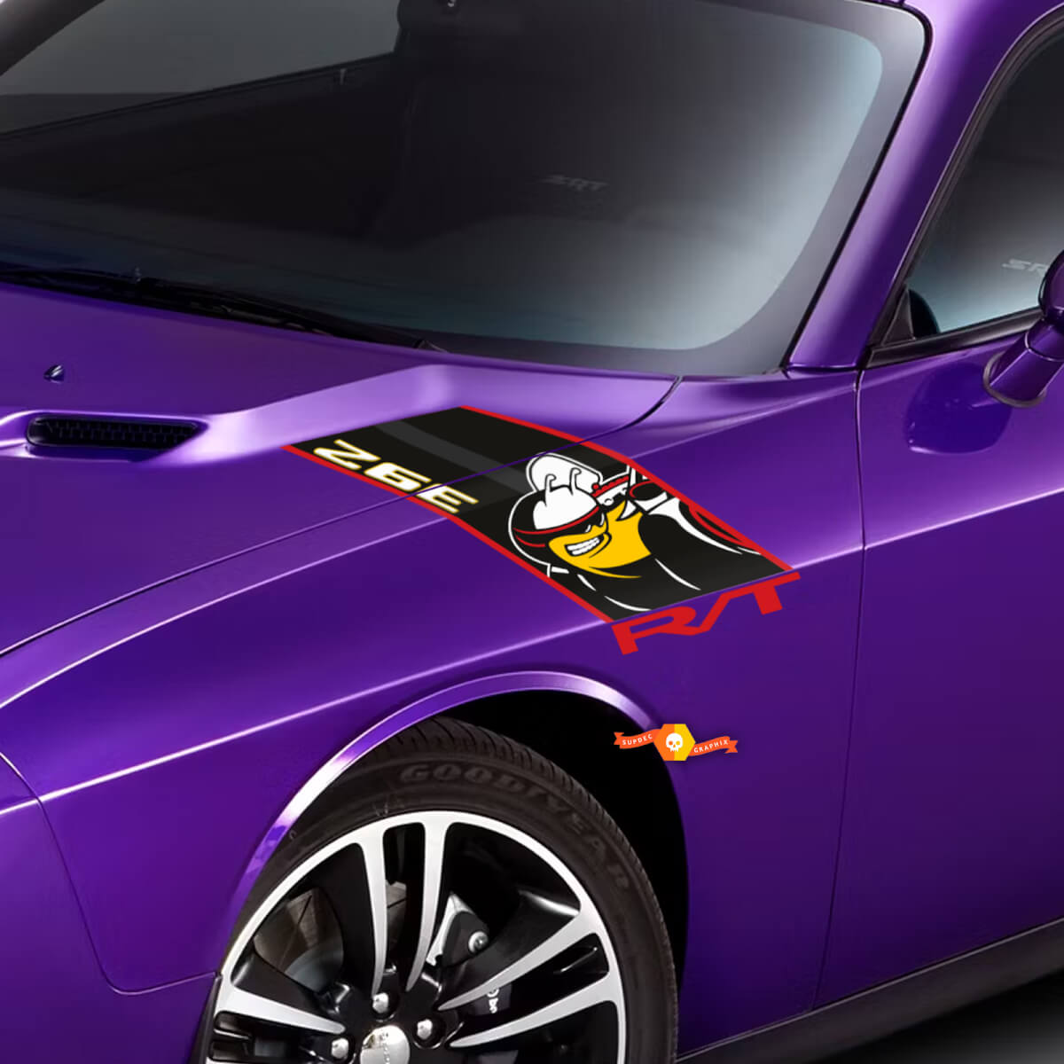 Hash Marks Hood Graphics pegatinas de vinilo para Dodge Challenger 08-14 Race Stripes
