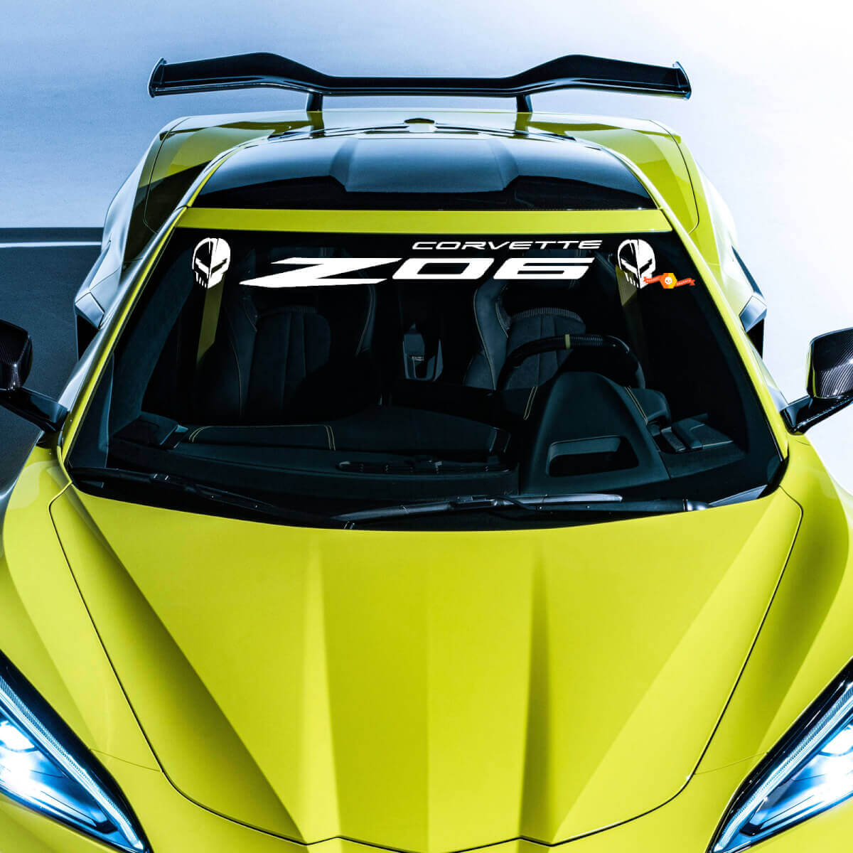 Calcomanía de vinilo para parabrisas Chevrolet Chevy C8 Corvette Z06 Jake Skull
