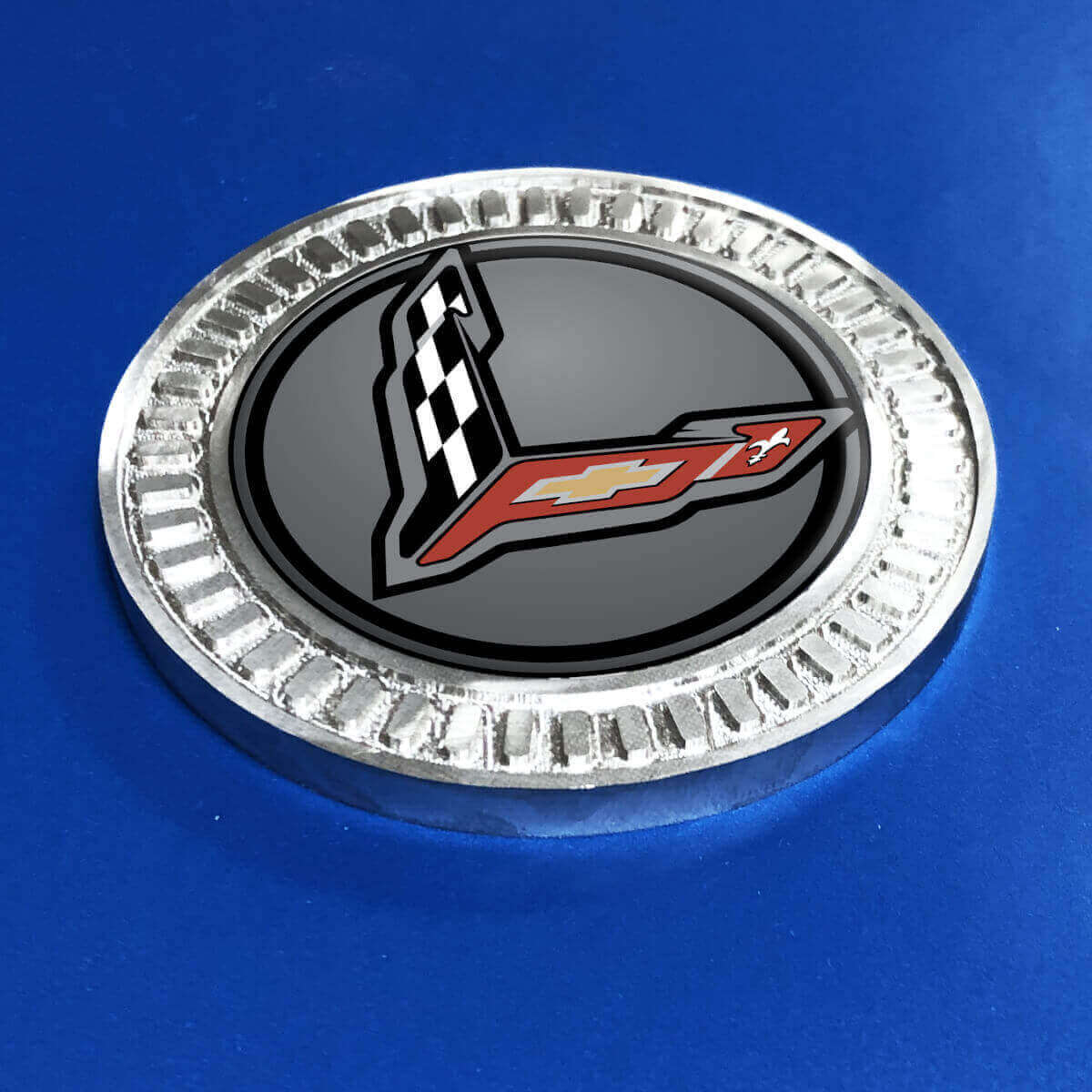 Insignia 3D Gray Stingray Chevrolet Corvette Metal Emblema de aluminio
