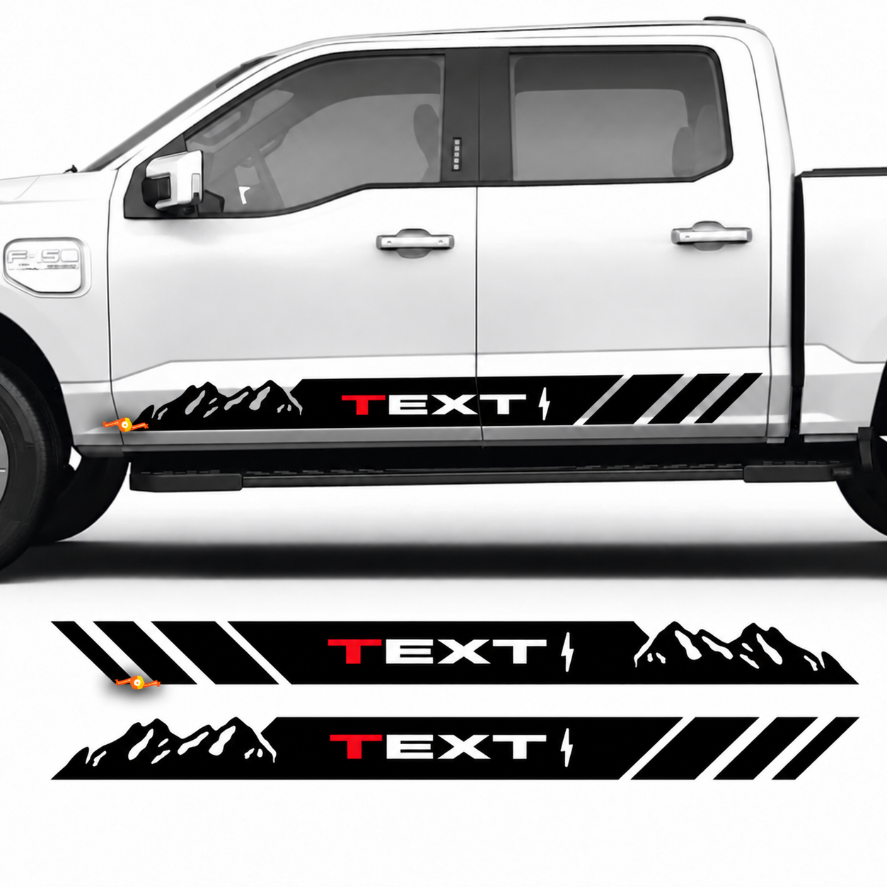 TEXT Mountain Stripes — Pegatina de vinilo (talonera) para Ford F-150 Lightning