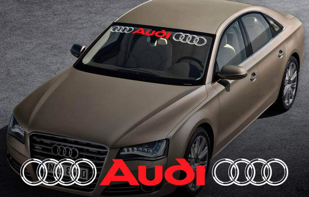 Adhesivo de vinilo para parabrisas con anillos Audi para vehículos Audi