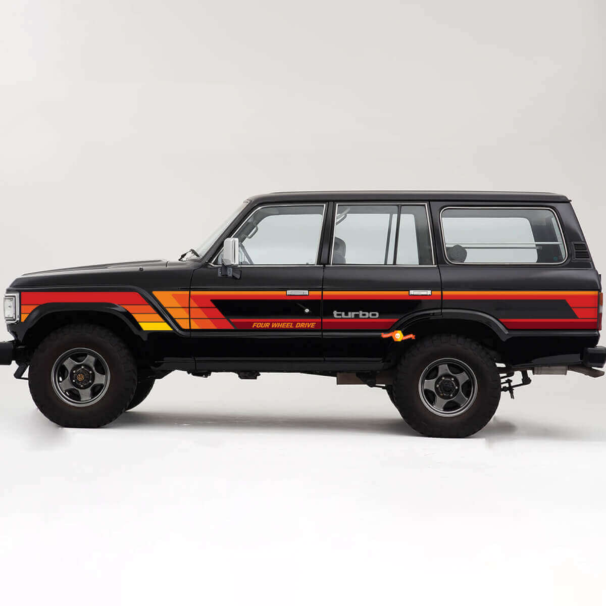 Calcomanías de vinilo laterales con rayas estilo retro para Toyota Land Cruiser Serie 60