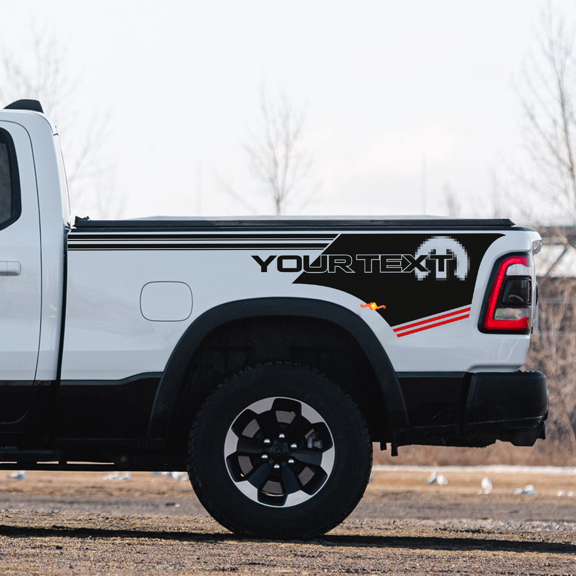 Calcomanía de vinilo personalizada con letras al estilo Mopar para el lateral de la caja de Dodge Ram 1500
