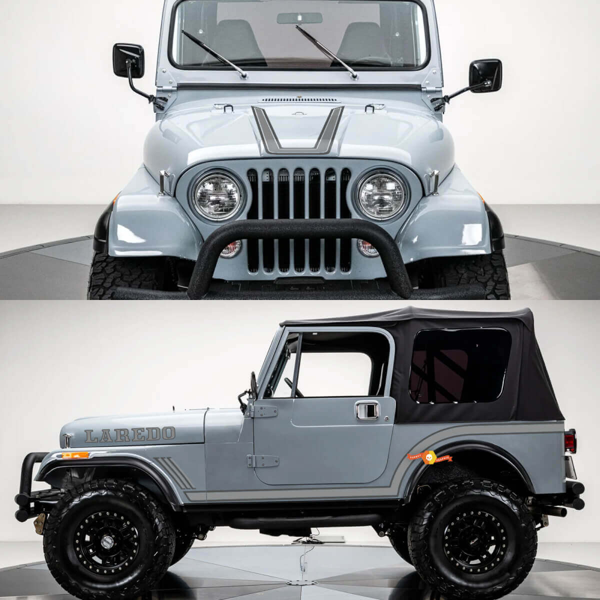 Kit de Vinilos de Franjas Laterales y del Capó Laredo para Jeep CJ7