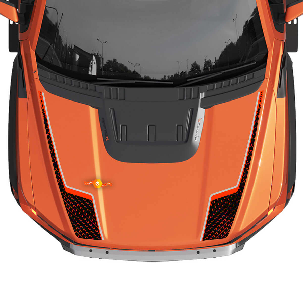 Gráficos de capó que se ajustan al kit de calcomanías de vinilo Gen3 Ford F150 Raptor a rayas
