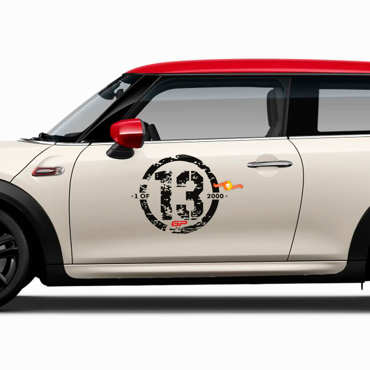 1 de 2000 Pegatina de vinilo para puerta lateral para MINI Cooper