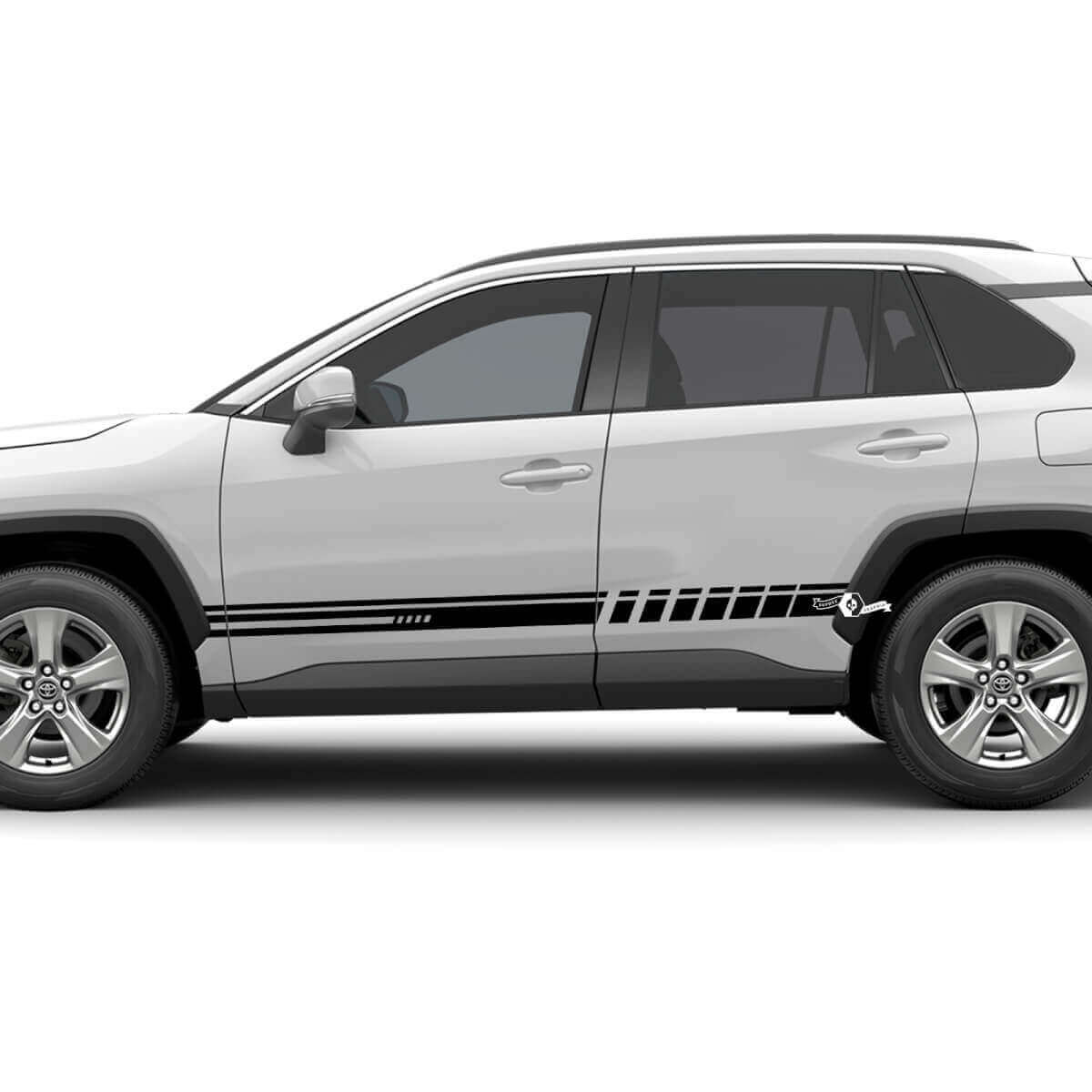 Calcomanía de vinilo con rayas a cuadros de carreras laterales para Toyota RAV4