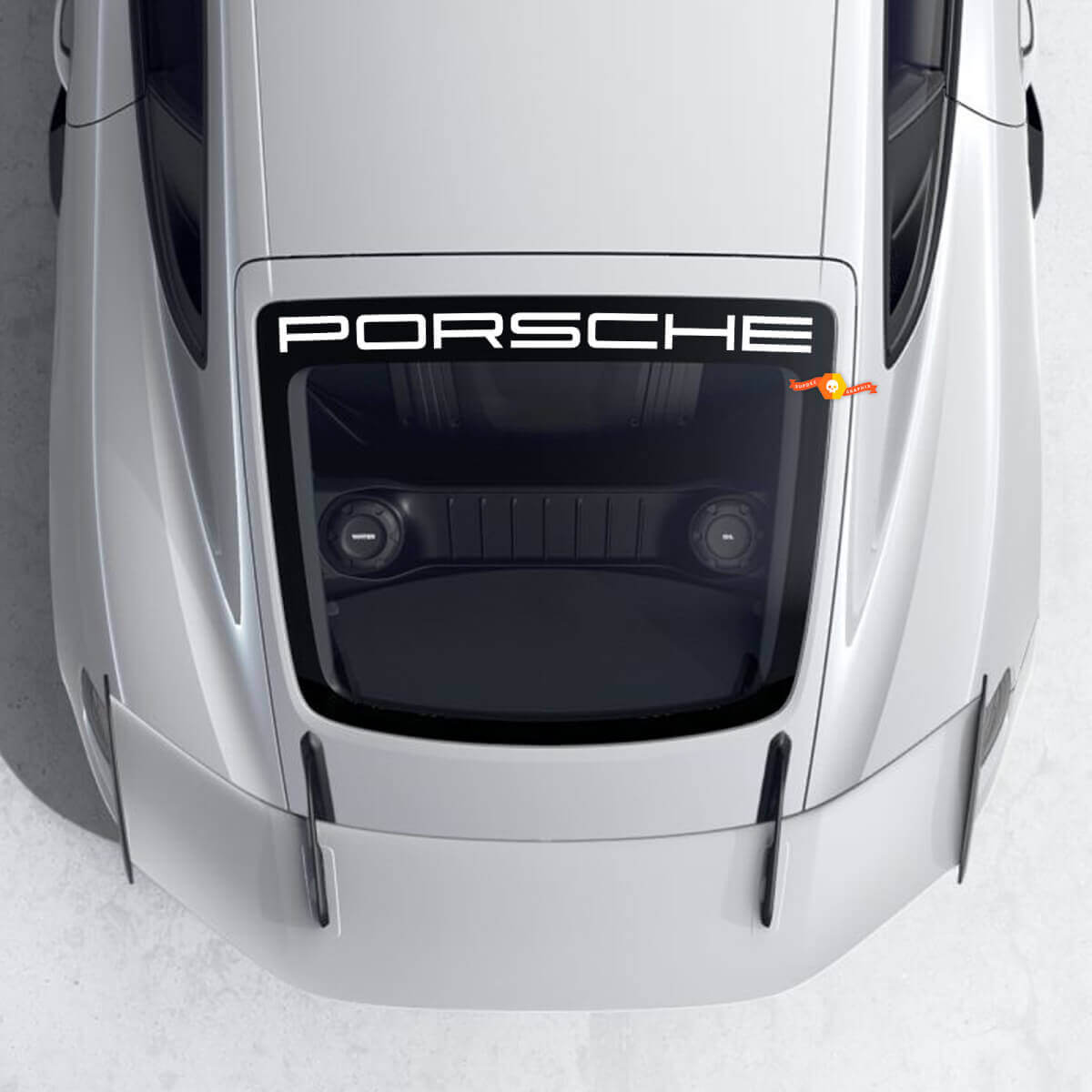 Calcomanía de vinilo del logotipo de Porsche para la ventana trasera del 718 Cayman GT4 RS
