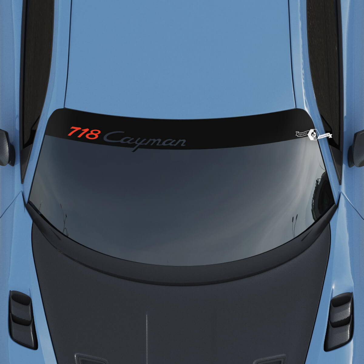 Adhesivo para parabrisas con logotipo de Porsche Turbo GT y kit de rayas de fondo
