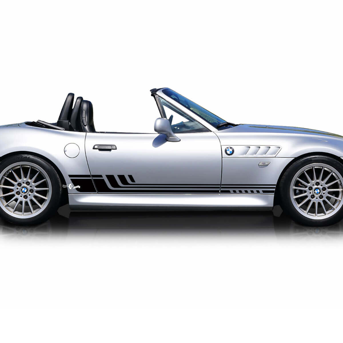 Par de calcomanías de vinilo con 4 rayas para panel inferior de puertas laterales de BMW.
