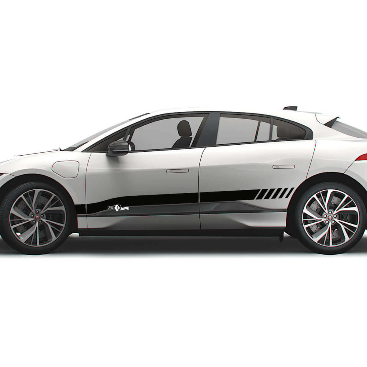 Jaguar I Pace Side Checkered Stripe Graphics Puertas calcomanía Logo Lines pegatina 2
