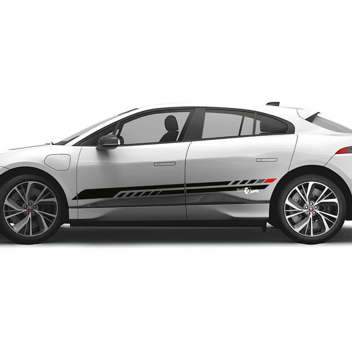 Jaguar I Pace Side 2 colores rayas modernas gráficos puertas calcomanía Logo líneas pegatina
