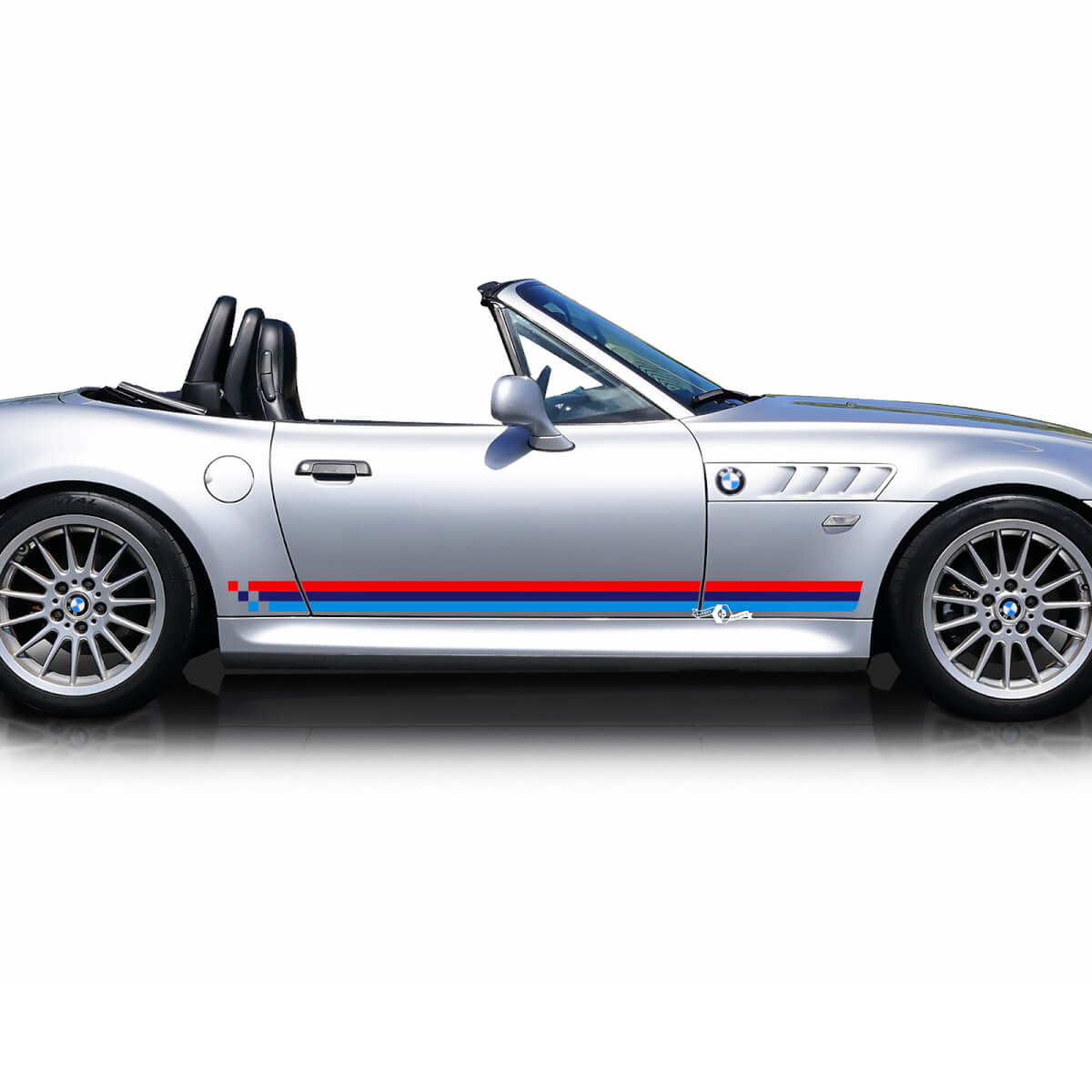 Par de pegatinas de vinilo para puertas laterales del panel inferior de rayas BMW M
