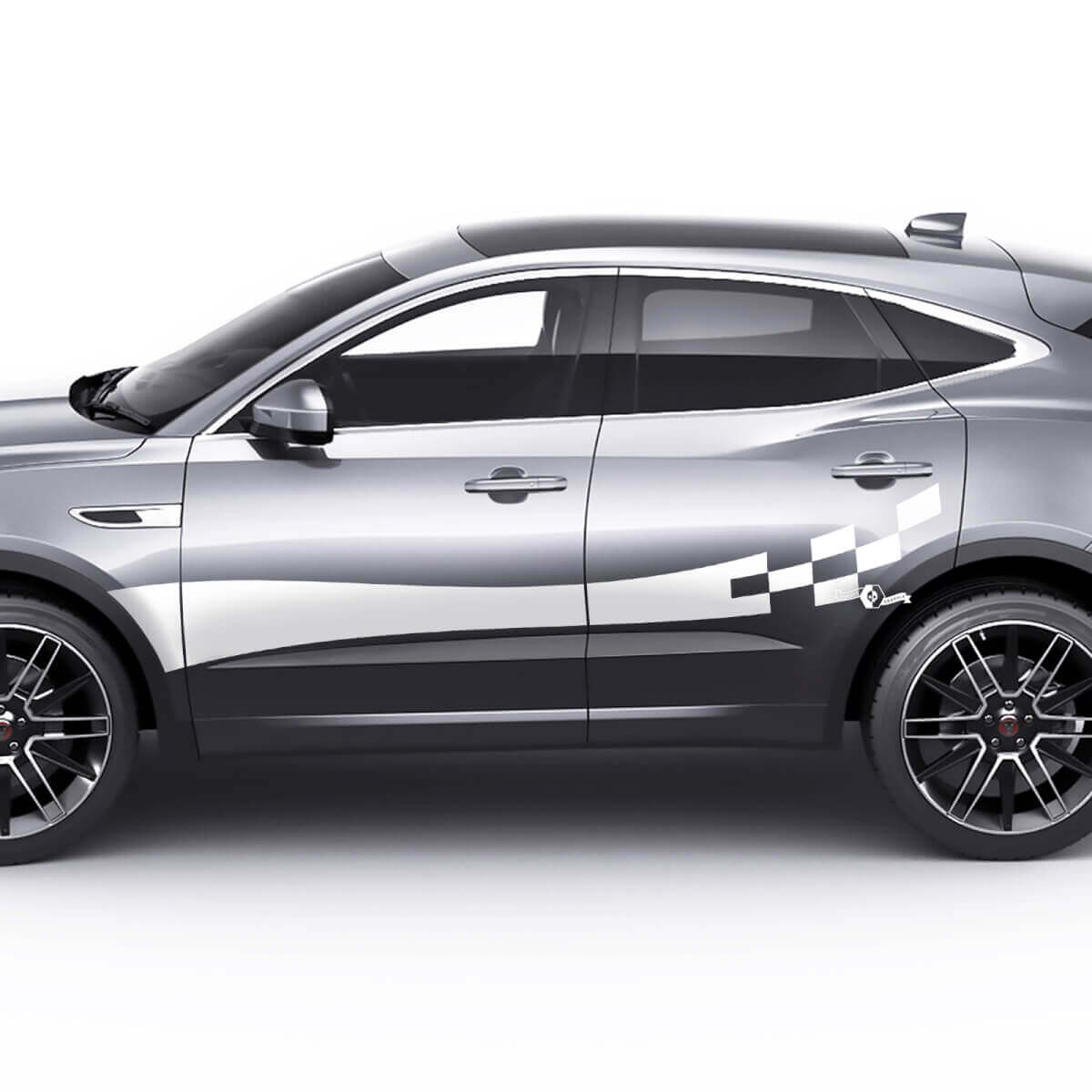 Jaguar E-Pace Side Checkered Stripes Puertas Calcomanía gráfica Logotipo adhesivo
