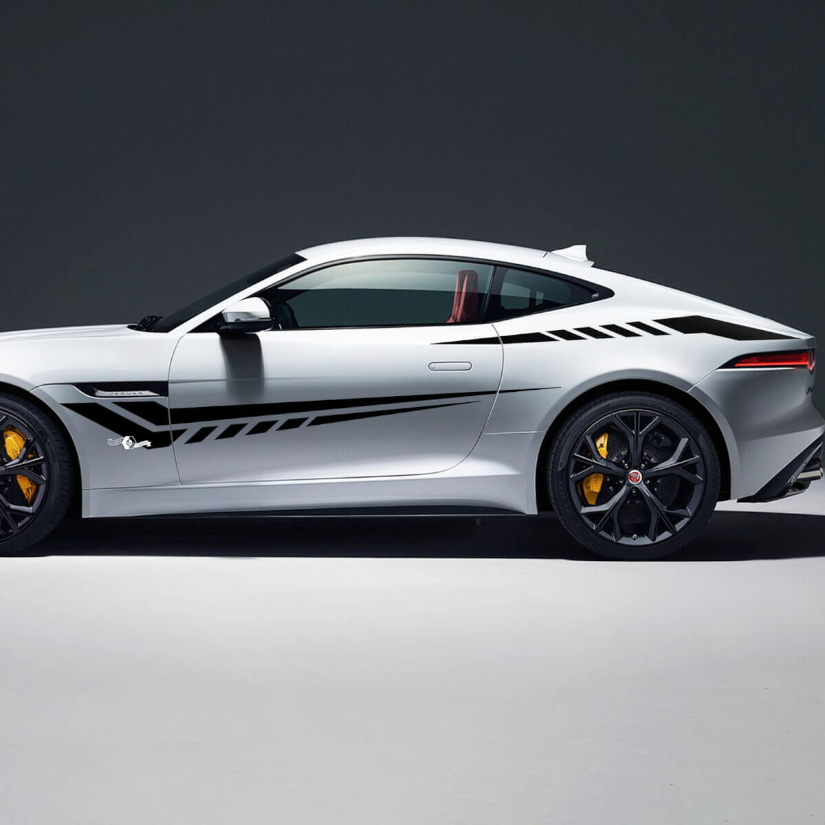 Jaguar F-Type R Side Strobe Stripes Racing Graphics Puertas calcomanía Logotipo adhesivo
