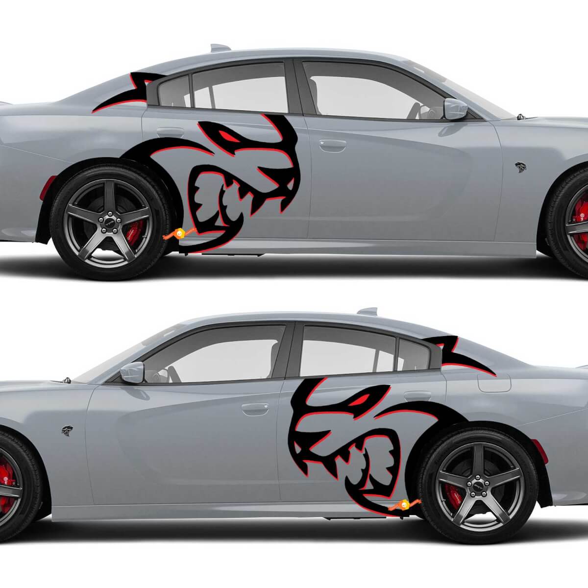 Enormes pegatinas laterales Hellcat Red Eye de dos colores para Dodge Challenger Redeye o Charger
