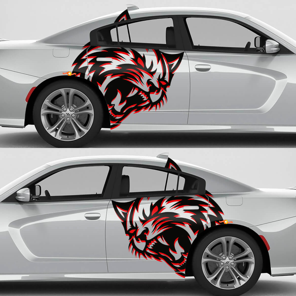 Kit de pegatinas de vinilo para guardabarros trasero gigante Wildcat para Dodge Challenger Charger