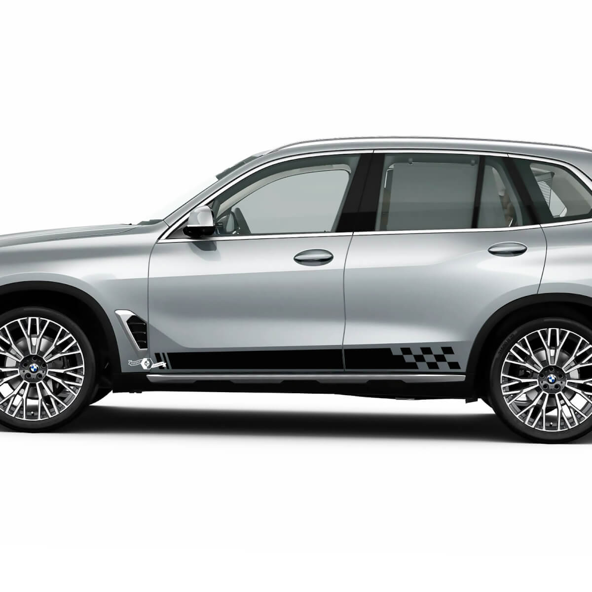 Calcomanía de vinilo con rayas a cuadros para puertas laterales de BMW X5 G05
