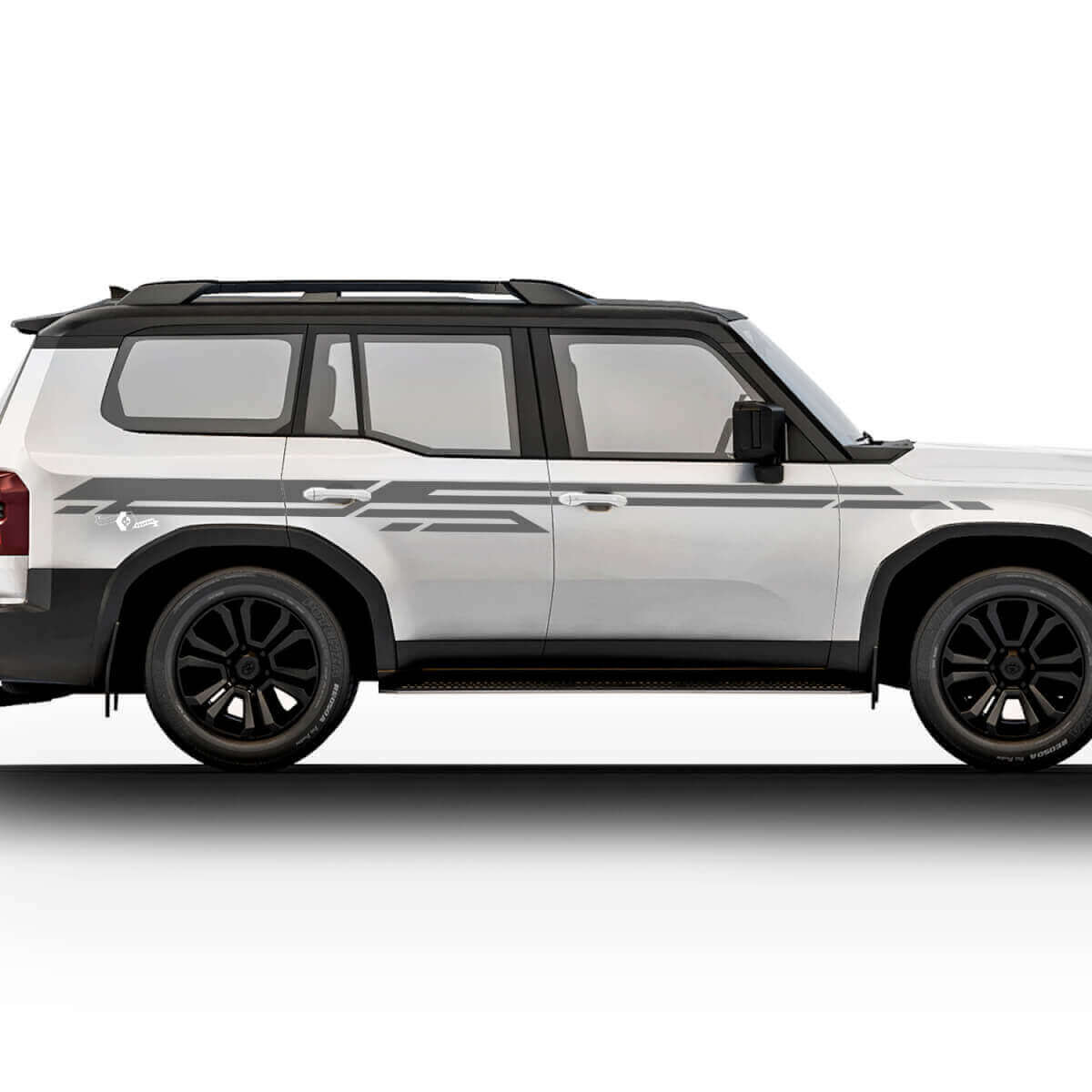 Kit de calcomanías de vinilo para rayas gráficas laterales del Toyota Land Cruiser Prado 2024
